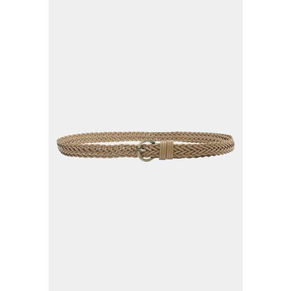 Voodoo Vixen - Slim Plaited Leather Taillengürtel - Beige